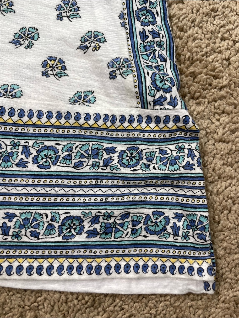 J. Jill White Scoop Neck Top with Blue Floral Border - Picture 2 of 13